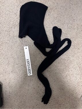 Casey/Casey Black Knit Hooded Scarf